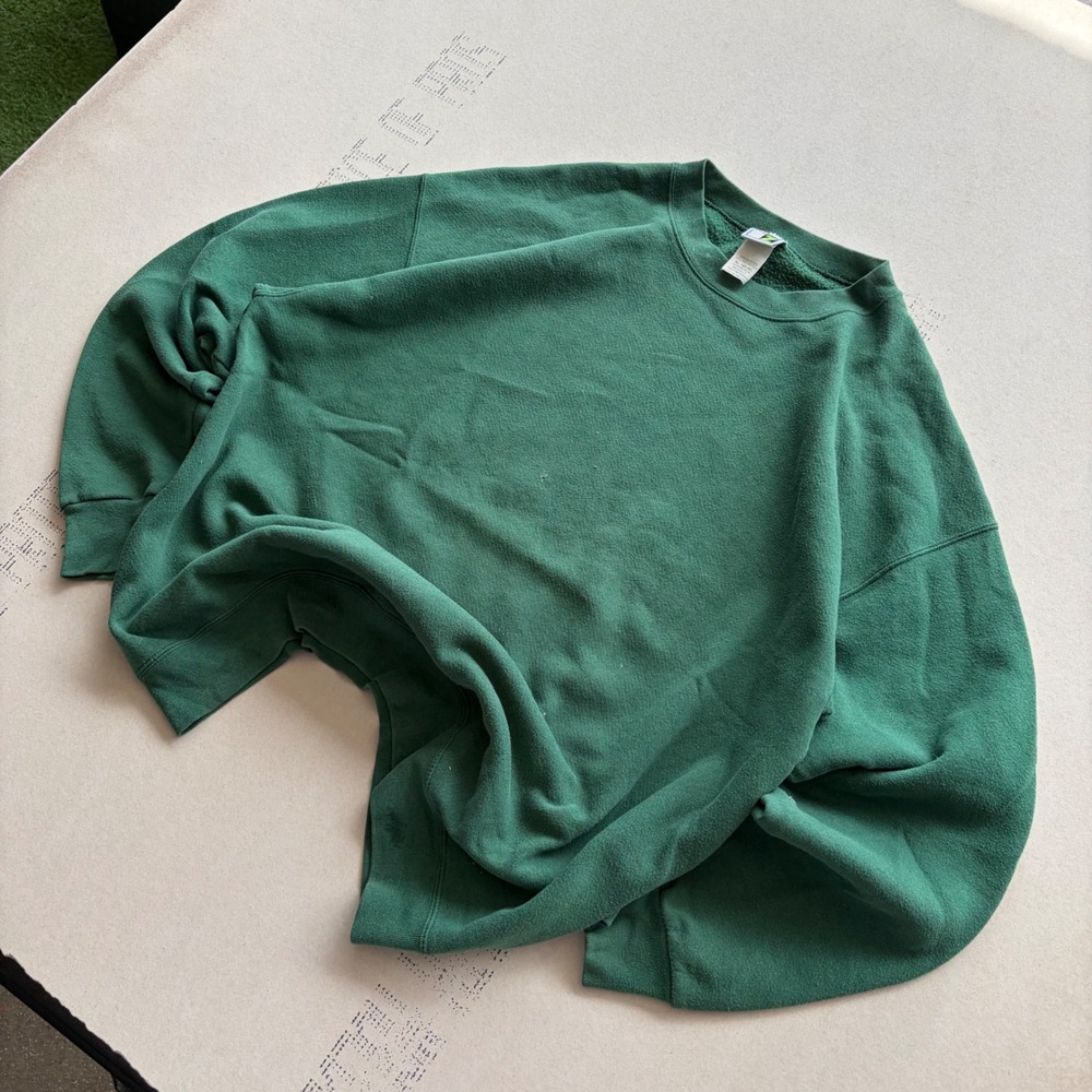 Y2K Forest Green Blank Crewneck Sweater